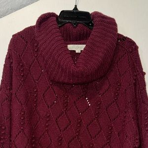 Loft Cowl Pointelle Cropped Bobble Sweater